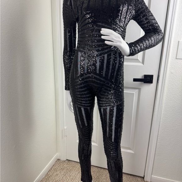 Akira Chicago Sequin Black Regular Size Jumpsuits & Rompers for Women Size M - Picture 3 of 11